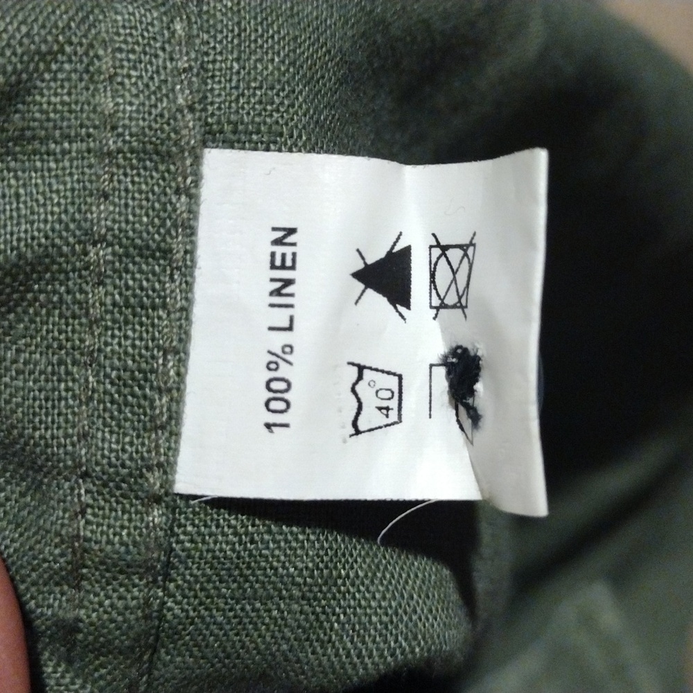 Olive Green 100% linen Sleeveless Button Down Camixa Top XS - Picture 5 of 6